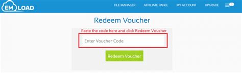 Back to <b>Emload</b> website, click UPGRADE menu find and click "REDEEM" button The browser will show you page to input the <b>coupon</b> code, (1) paste the copied vocher code (2) then click REDEEM <b>VOUCHER</b> button. . Emload free voucher